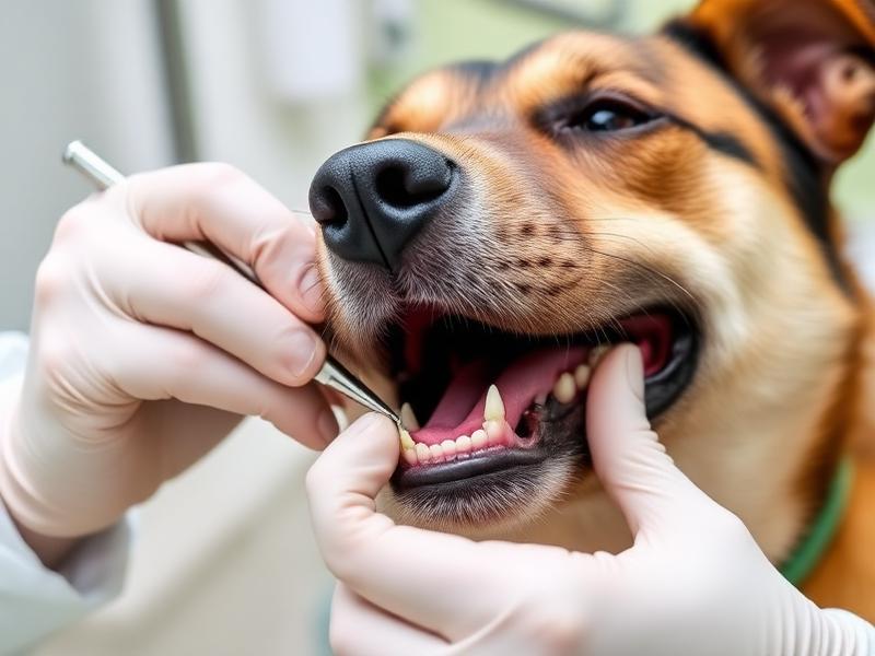 Soins dentaires vétérinaires sur un chien