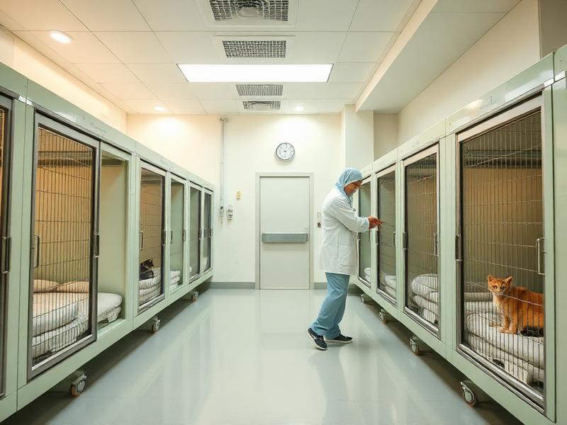 Espace d'hospitalisation vétérinaire propre et sécurisé