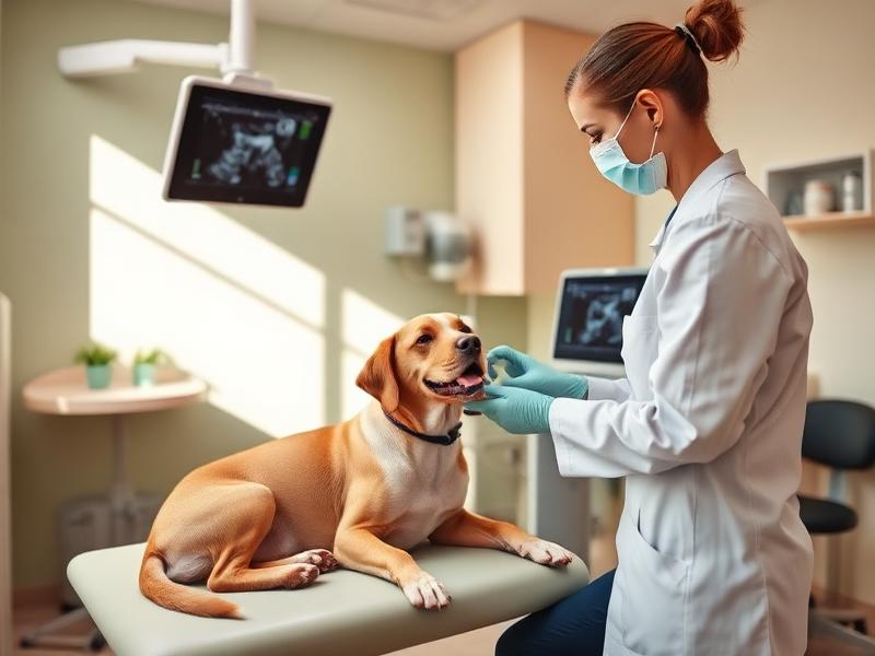 Vétérinaire réalisant une échographie sur un chien